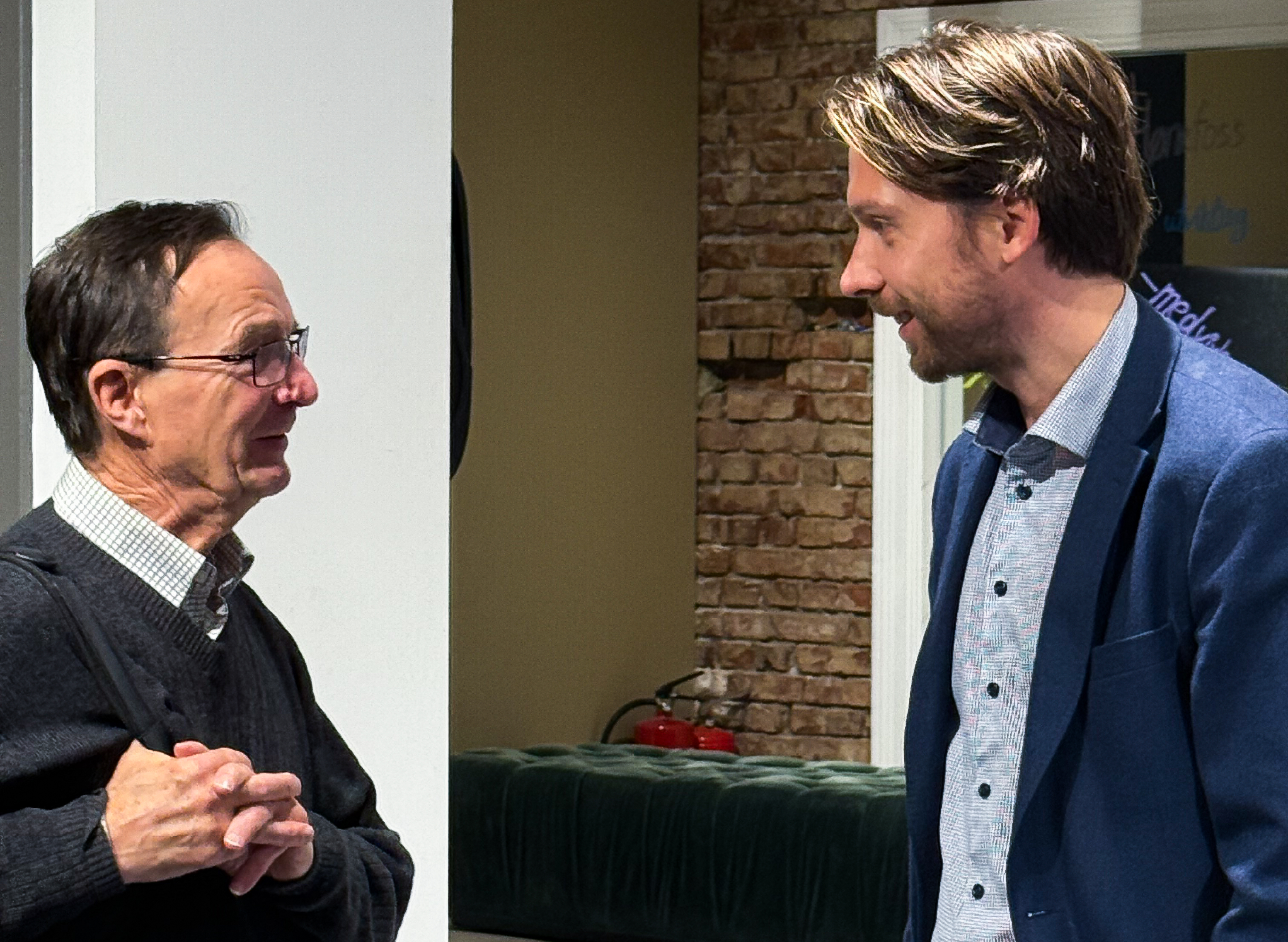 Helge deltar aktivt på RNF sine arrangementer. Her med Jakob Retvedt Bakkerud, daglig leder i Invest In Ringerike